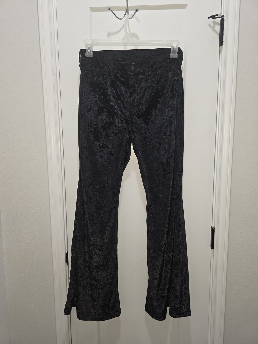 Wrangler Black Crushed Velvet Flared Jeans